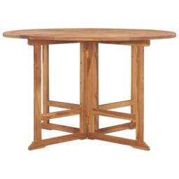 Berkfield Home Folding Garden Dining Table Ã˜110x75 cm Solid Wood Teak in Brown - Size: 110x75 cm - thumbnail 1