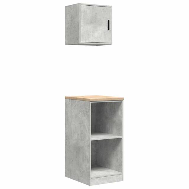 Berkfield Home Garage Cabinets 2 pcs Concrete Grey Engineered Wood - image 1