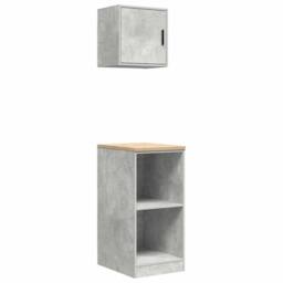 Berkfield Home Garage Cabinets 2 pcs Concrete Grey Engineered Wood - thumbnail 1