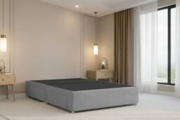 "Nexus Mattresses Ltd Windsor Plush Divan Bed Base No Drawers - 54"" Winged Headboard in Silver - Size: Small Single" - thumbnail 4