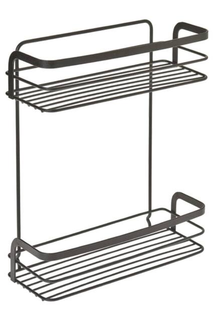 Metaltex Origin 2-Tier Rectangular Bathroom Storage Rack - Black - image 1