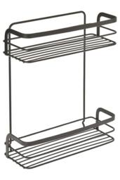 Metaltex Origin 2-Tier Rectangular Bathroom Storage Rack - Black - thumbnail 1