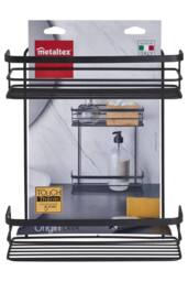 Metaltex Origin 2-Tier Rectangular Bathroom Storage Rack - Black - thumbnail 3
