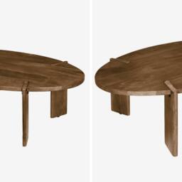 sweeek Solid mango wood oval coffee table in Dark Brown - thumbnail 3