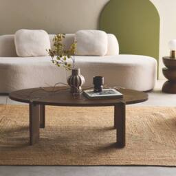 sweeek Solid mango wood oval coffee table in Dark Brown
