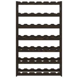 Berkfield Home Wine Rack for 42 Bottles Black Solid Wood Pine in Dark Brown - thumbnail 3