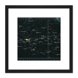 Artery8 Space CSM-TEC Apollo 11 Star Chart Map Galaxy 8X8 Inch Square Wooden Framed Wall Art Print Picture with Mount in Black - thumbnail 1
