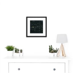 Artery8 Space CSM-TEC Apollo 11 Star Chart Map Galaxy 8X8 Inch Square Wooden Framed Wall Art Print Picture with Mount in Black - thumbnail 2