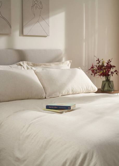 Truly Mushroom Stripe Linen Cotton Duvet Cover in Light Brown - Size: Super King - image 1