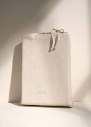 Truly Mushroom Stripe Linen Cotton Duvet Cover in Light Brown - Size: Super King - thumbnail 2