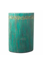 KDMD Turquoise Tribal Albasia Stool & Side Table -Handcrafted, Unique Decor