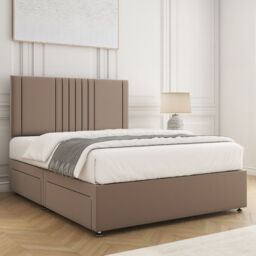 "BSSPOKE Monaco Velvet Plush Divan Bed with 24""Headboard 4 Drawers & Mattress in Bronze - Size: Double" - thumbnail 3