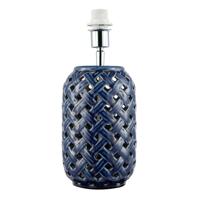 Happy Homewares Lattice Design Ceramic Gloss Table Lamp in Brushed Midnight Blue - image 1