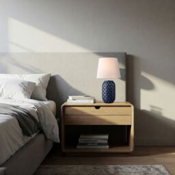 Happy Homewares Lattice Design Ceramic Gloss Table Lamp in Brushed Midnight Blue - thumbnail 6