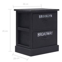 Berkfield Home Nightstand Black 38x28x45 cm Paulownia Wood - Size: 38 x 28 x 45 cm - thumbnail 6