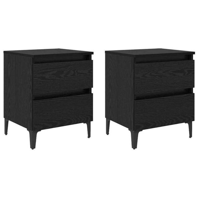 Berkfield Home Bed Cabinets 2 pcs Black Oak 40x35x50 cm Engineered Wood - Size: 40 x 35 x 50 cm - image 1