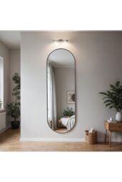 Living and Home 40x120cm Full-Length Mirror Capsule Wall Mirror for Makeup & Dressing in Black - Size: 40x120 cm - thumbnail 2