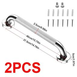 KORVIXA 2x Safety Grab Bar Bathroom Support Handle in Silver - Size: W700mm x H750mm - thumbnail 2