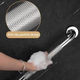 KORVIXA 2x Safety Grab Bar Bathroom Support Handle in Silver - Size: W700mm x H750mm - thumbnail 4