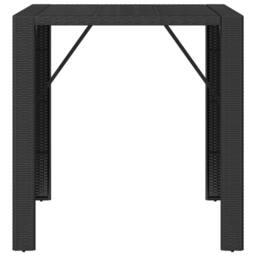Berkfield Home Bar Table with Glass Top Black 105x80x110 cm Poly Rattan - Size: 105 x 80 x 110 cm - thumbnail 3
