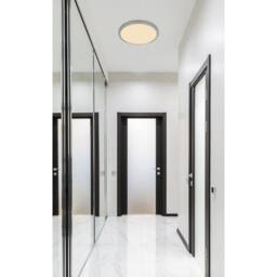 Netlighting Sapana 30cm Round Flush Ceiling Light Nickel Matt IP44 LED 3000K in Grey - thumbnail 4