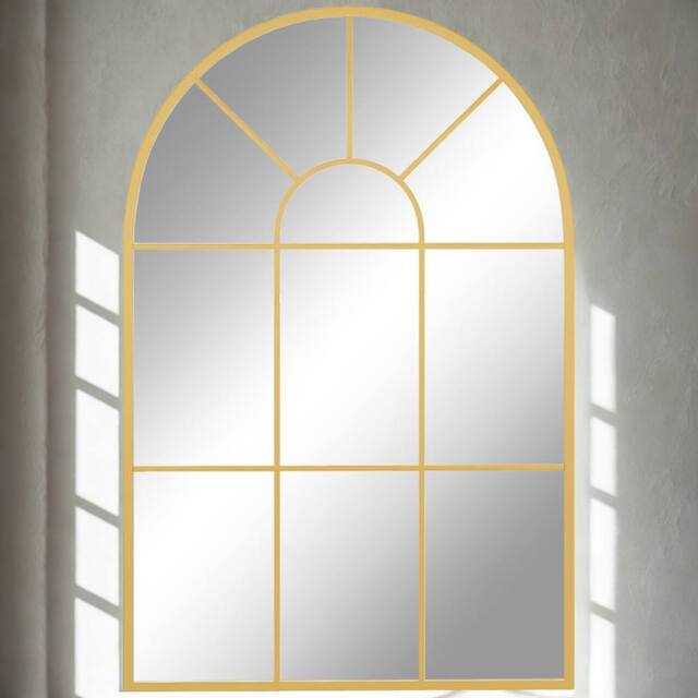 FURNOS Large Arched Metal Wall Mirror For Bedroom Living Room Gold - image 1