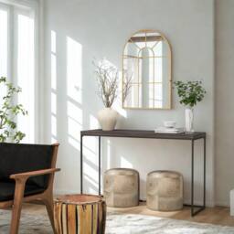 FURNOS Large Arched Metal Wall Mirror For Bedroom Living Room Gold - thumbnail 4