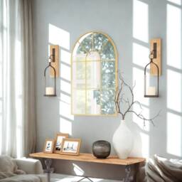 FURNOS Large Arched Metal Wall Mirror For Bedroom Living Room Gold - thumbnail 2