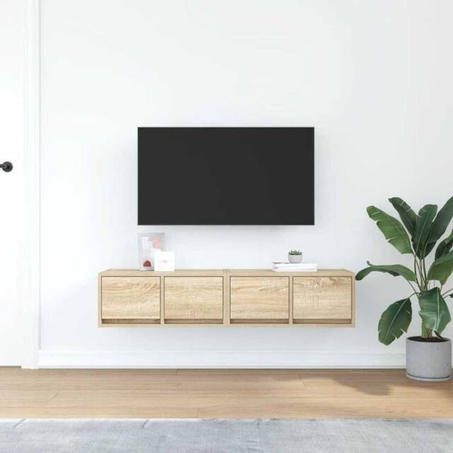 Berkfield Home TV Cabinets 2 pcs Sonoma Oak 60x31x25.5 cm Engineered Wood in Light Brown - image 1