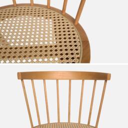 sweeek Set Of 4 Wooden & Caned Chairs in Light Brown - thumbnail 4