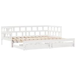 Berkfield Home Daybed with Trundle & Drawers Frame White 90x190 cm Single - thumbnail 3