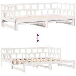 Berkfield Home Daybed with Trundle & Drawers Frame White 90x190 cm Single - thumbnail 8