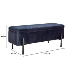 Home Source Storage Ottoman Seat Boucle Velvet Metal Legs Compact Bedroom Storage in Black - thumbnail 9