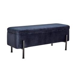 Home Source Storage Ottoman Seat Boucle Velvet Metal Legs Compact Bedroom Storage in Black - thumbnail 8