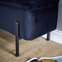 Home Source Storage Ottoman Seat Boucle Velvet Metal Legs Compact Bedroom Storage in Black - thumbnail 6