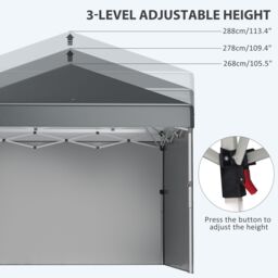 OUTSUNNY 3x3 (M) Pop Up Gazebo Party Tent w/ 2 Sidewalls, Weight Bags in Dark Grey - thumbnail 5