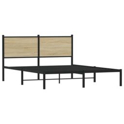 Berkfield Home Metal Bed Frame without Mattress Sonoma Oak 140x200 cm in Brown - thumbnail 3