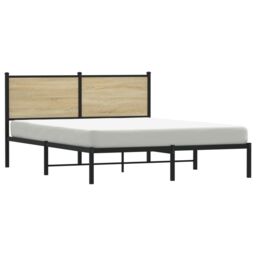 Berkfield Home Metal Bed Frame without Mattress Sonoma Oak 140x200 cm in Brown - thumbnail 4