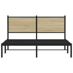 Berkfield Home Metal Bed Frame without Mattress Sonoma Oak 140x200 cm in Brown - thumbnail 5
