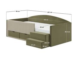 Flair Elisa Velvet Storage Low Sleeper Bed with Beige Cord in Green - Size: Single - thumbnail 7