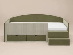 Flair Elisa Velvet Storage Low Sleeper Bed with Beige Cord in Green - Size: Single - thumbnail 6