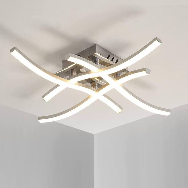COMELY 24W Elegant Curved Ceiling Lights, Neutral White Light 4000K, Silver - image 1