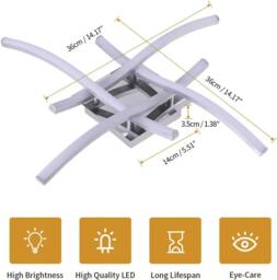 COMELY 24W Elegant Curved Ceiling Lights, Neutral White Light 4000K, Silver - thumbnail 6