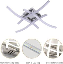 COMELY 24W Elegant Curved Ceiling Lights, Neutral White Light 4000K, Silver - thumbnail 7