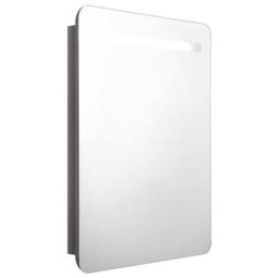 Berkfield Home LED Bathroom Mirror Cabinet Shining Grey 60x11x80 cm - Size: 60 x 11 x 80 cm - thumbnail 2