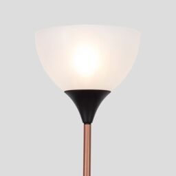 ValueLights Dalby Stem Uplighter Floor Lamp with Frosted Glass Lamp Shade in Copper - thumbnail 3