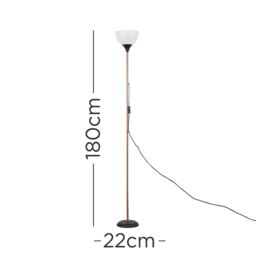 ValueLights Dalby Stem Uplighter Floor Lamp with Frosted Glass Lamp Shade in Copper - thumbnail 8