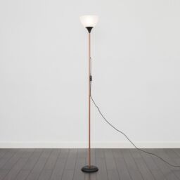 ValueLights Dalby Stem Uplighter Floor Lamp with Frosted Glass Lamp Shade in Copper - thumbnail 2