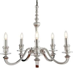 Loops 5 Light Chandelier Pendant POLISHED ALUMINIUM Ceiling Hanging Candelabra Lamp - thumbnail 1