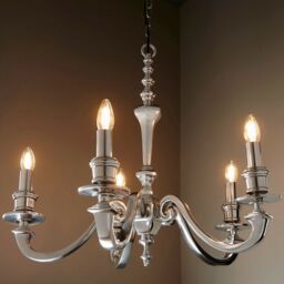 Loops 5 Light Chandelier Pendant POLISHED ALUMINIUM Ceiling Hanging Candelabra Lamp - thumbnail 3
